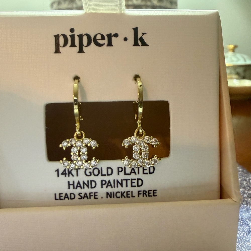 Piper K Gold Plated Crystal Earrings